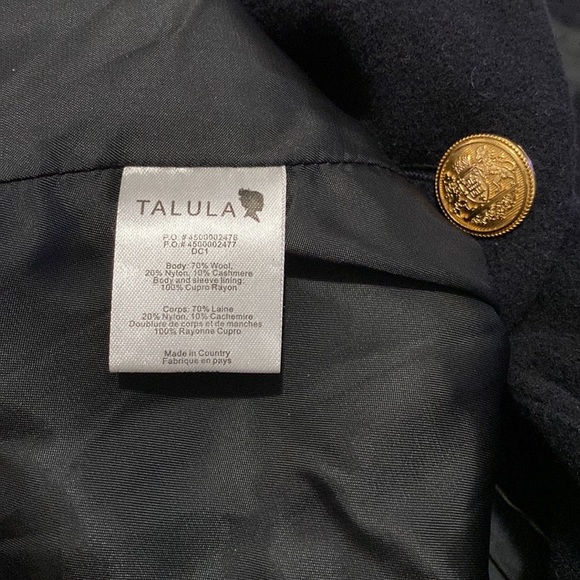 TALULA Wool Cashmere Blend Short Black Gold Bottom Blazer Size 8 - Picture 9 of 12